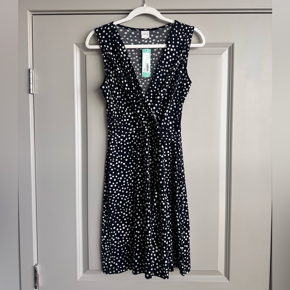 Kaileigh Black and White Polka Dot Midi Dress